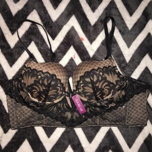 NWT Adore Me Black/Tan Lacey Bra 36 C